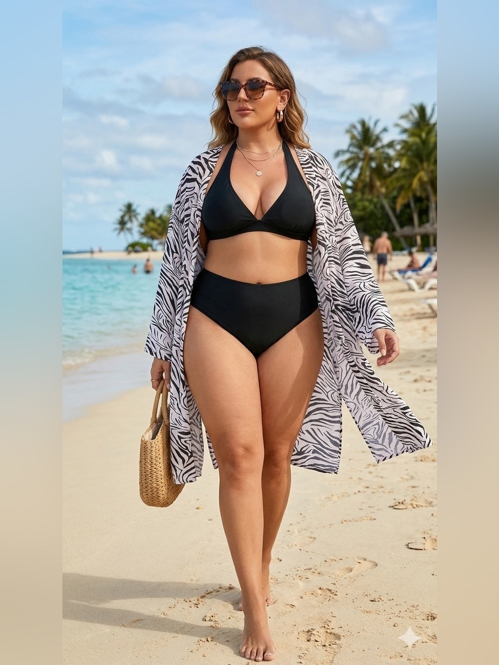 🌸Xhilaration Zebra Print Kimono Cardigan Coverup L/XL